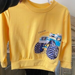 Yellow Monster Truck Kids Sweatshirt